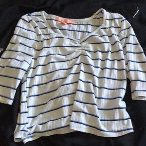 Blue and white crop top